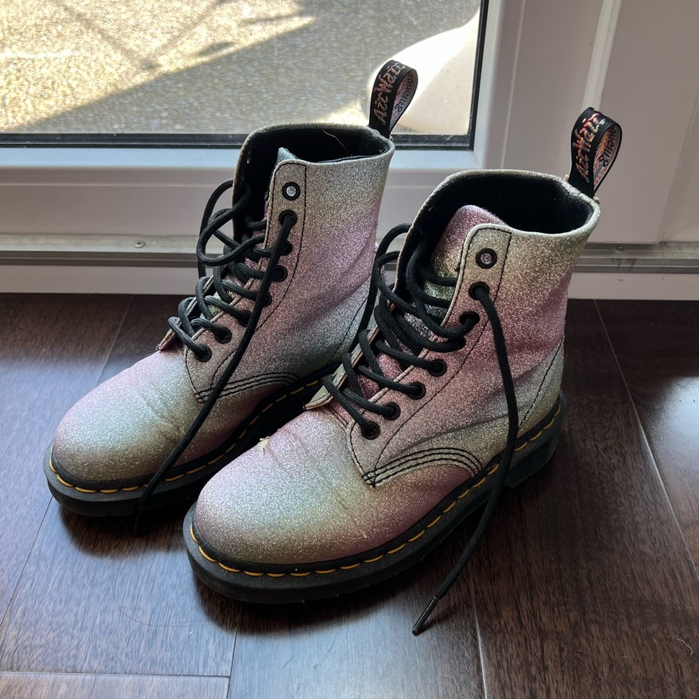 Dr. Martens 1460 Pascal Rainbow Glitter Boots size 7